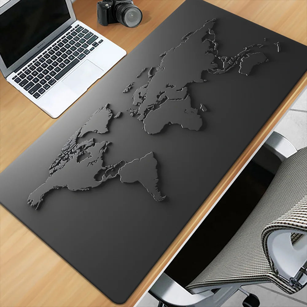 Black and gray gradient map design Mouse Pad Desk Mat Stitched Edge Durable Non-Slip Gaming pads tapis souris משטח לעכבר מחשב