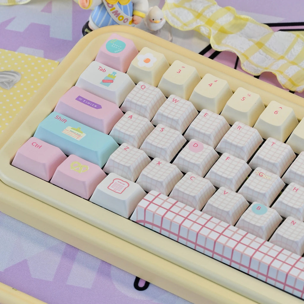 Summer Journal Keycaps Dye-sub Cherry profile/MOA PBT keycaps set Pink Cute key caps For MX 61/68/96/104 Mechancial keyboard