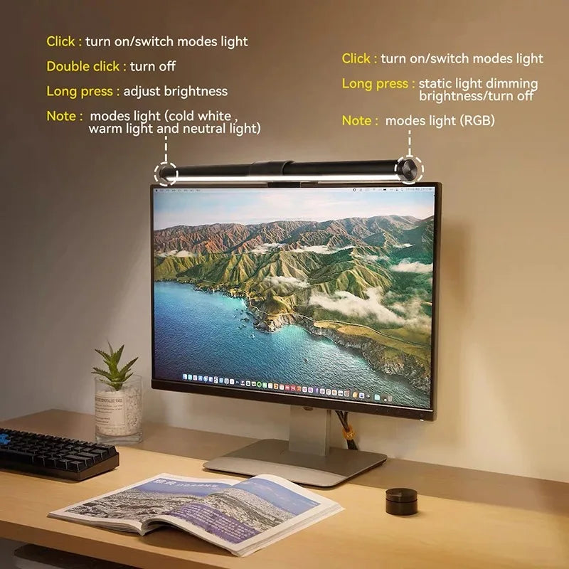 Stepless Dimming Led Desk Lamps For Computer Monitor Lights Bar USB Reading Light Monitor Lamp Backlight Screenbar Office Light