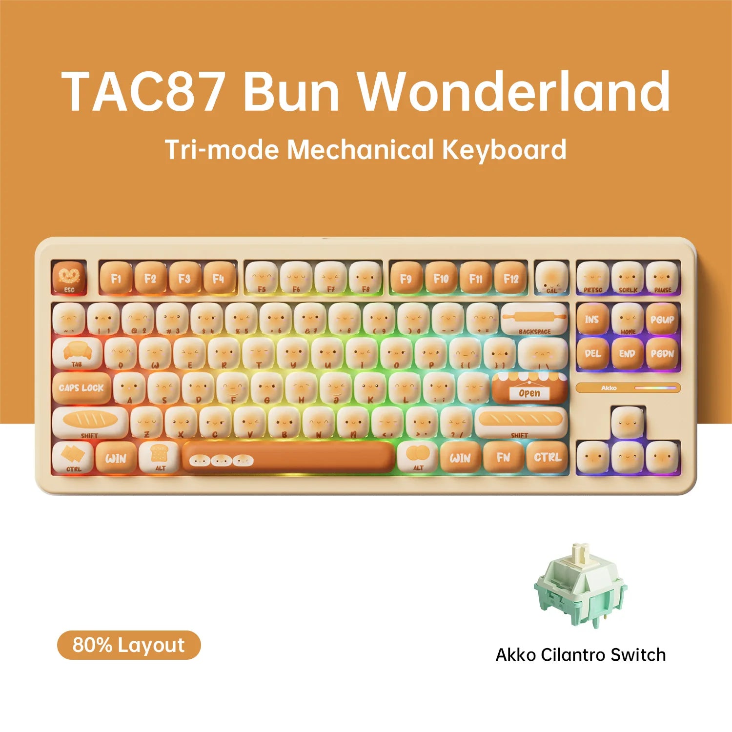 Akko TAC87 Mechanical Keyboard 80% TKL Hot-swap RGB USB Wired/2.4G&BT Wireless 10000mAh Gaming PC Keyboard Gasket Mount