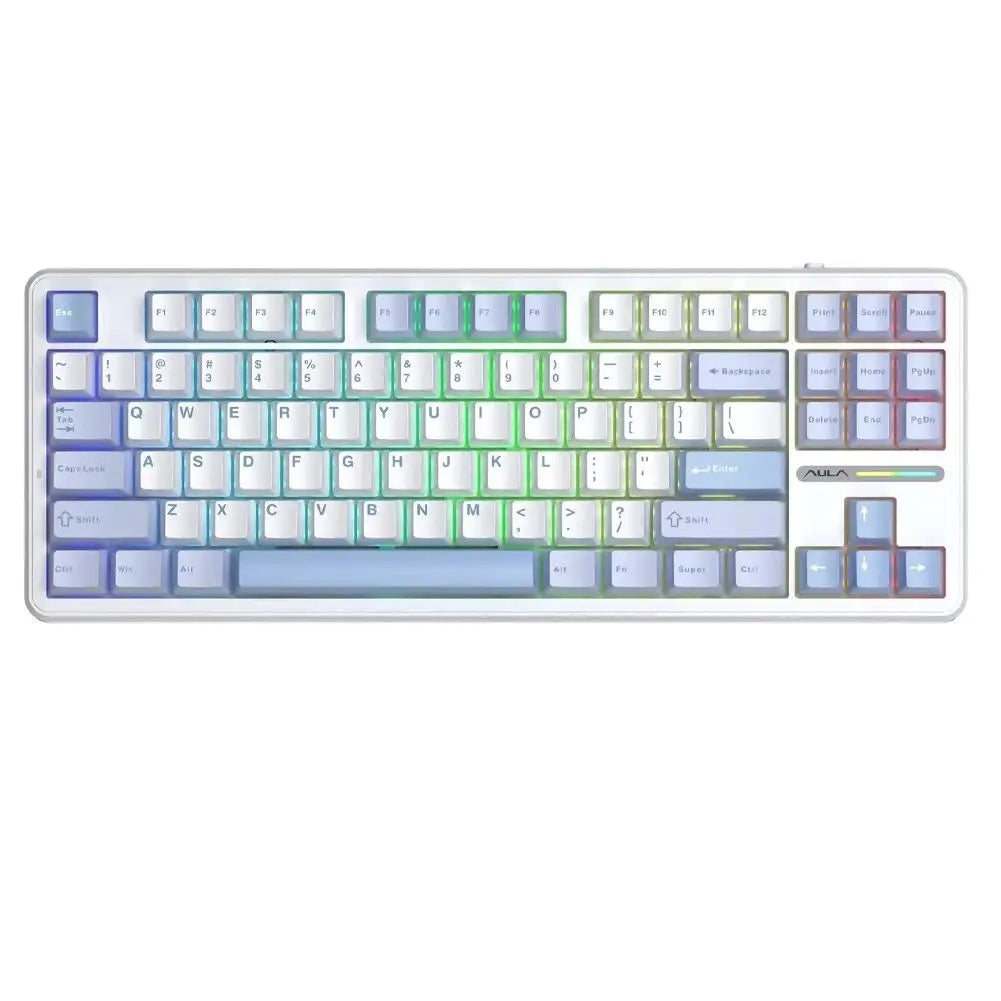 AULA F87 Gasket Gaming Mechanical Keyboard 75% TKL Layout Wireless Hot-Swap RGB Custom Bluetooth Keyboard 2024 New Colors