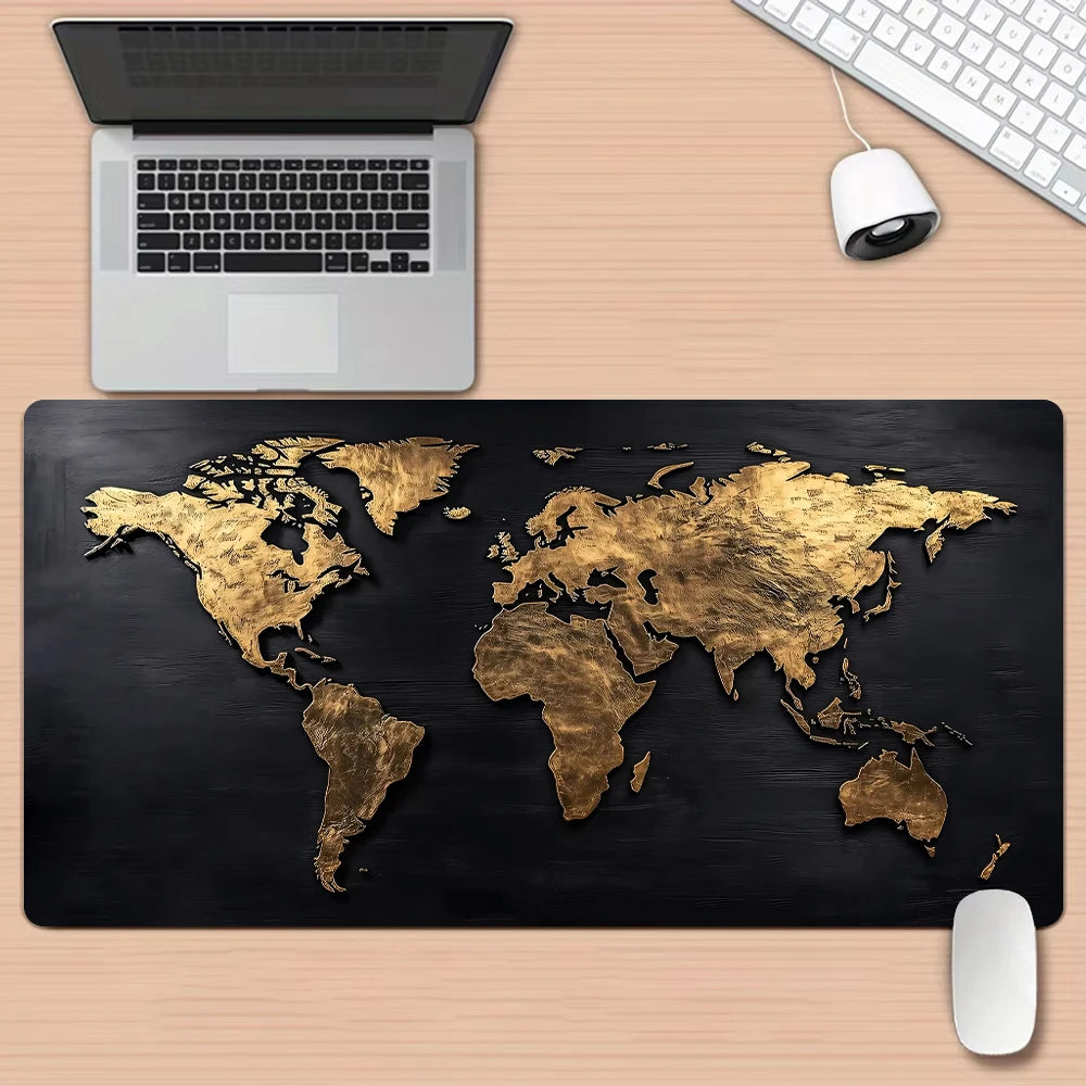 Black and gray gradient map design Mouse Pad Desk Mat Stitched Edge Durable Non-Slip Gaming pads tapis souris משטח לעכבר מחשב