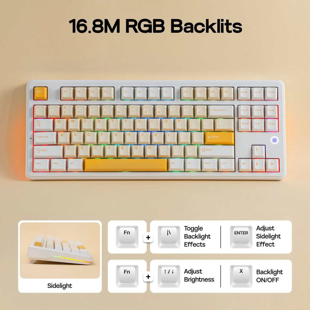 AJAZZ AK870 V2 TKL Gasket Hot-Swap Wired/BT5.0/2.4GHz Wireless Mechanical Keyboard RGB Backlit 10000mAh Battery NKRO for Win/Mac