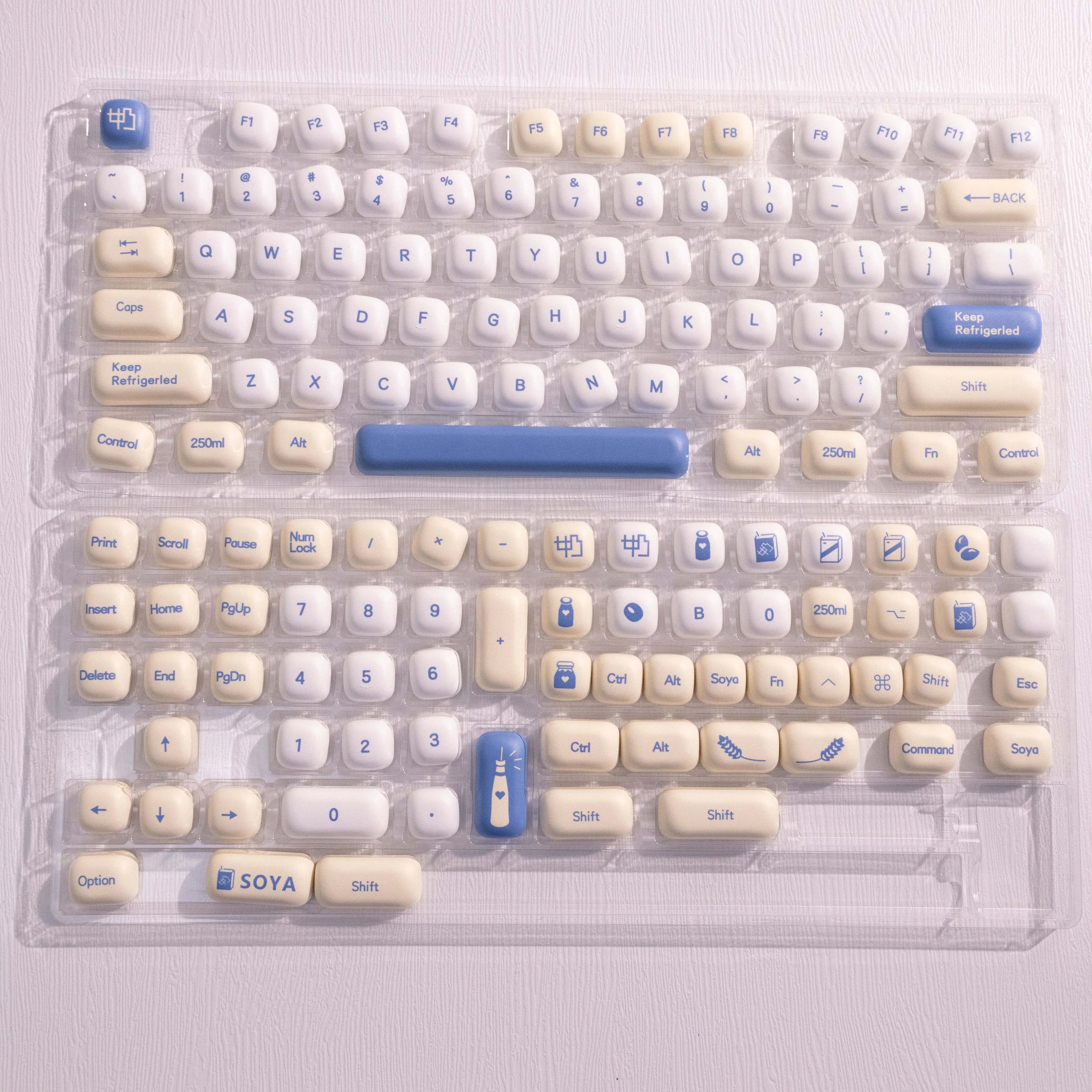 138-Key PBT Dye-Sublimated Keycap Set, MOG Profile, Soy Milk Theme, Compatible with MX Switches for 61/64/68/87/96/104/108