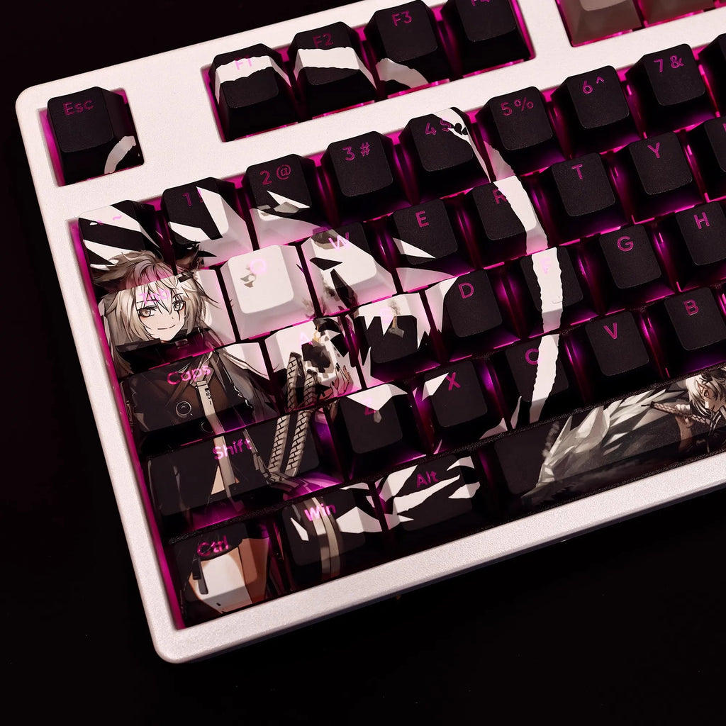 108 Keys/set Arknights Lappland Keycap PBT Dye Subbed Backlit Keycaps Anime Gaming Key Caps For ANSI 61 87 104 108 Keyboard