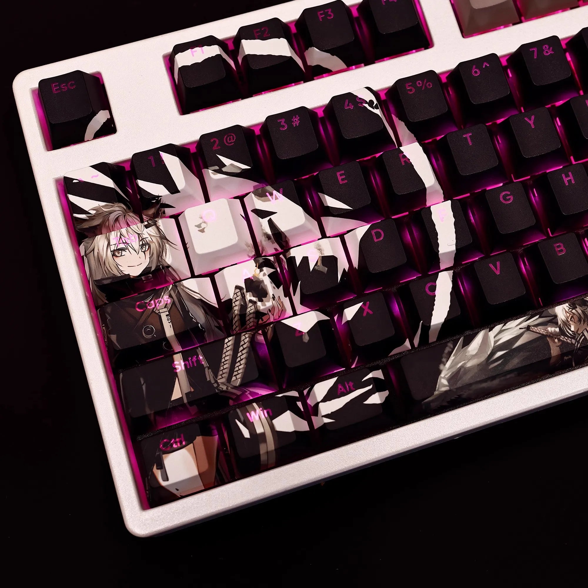 108 Keys/set Arknights Lappland Keycap PBT Dye Subbed Backlit Keycaps Anime Gaming Key Caps For ANSI 61 87 104 108 Keyboard