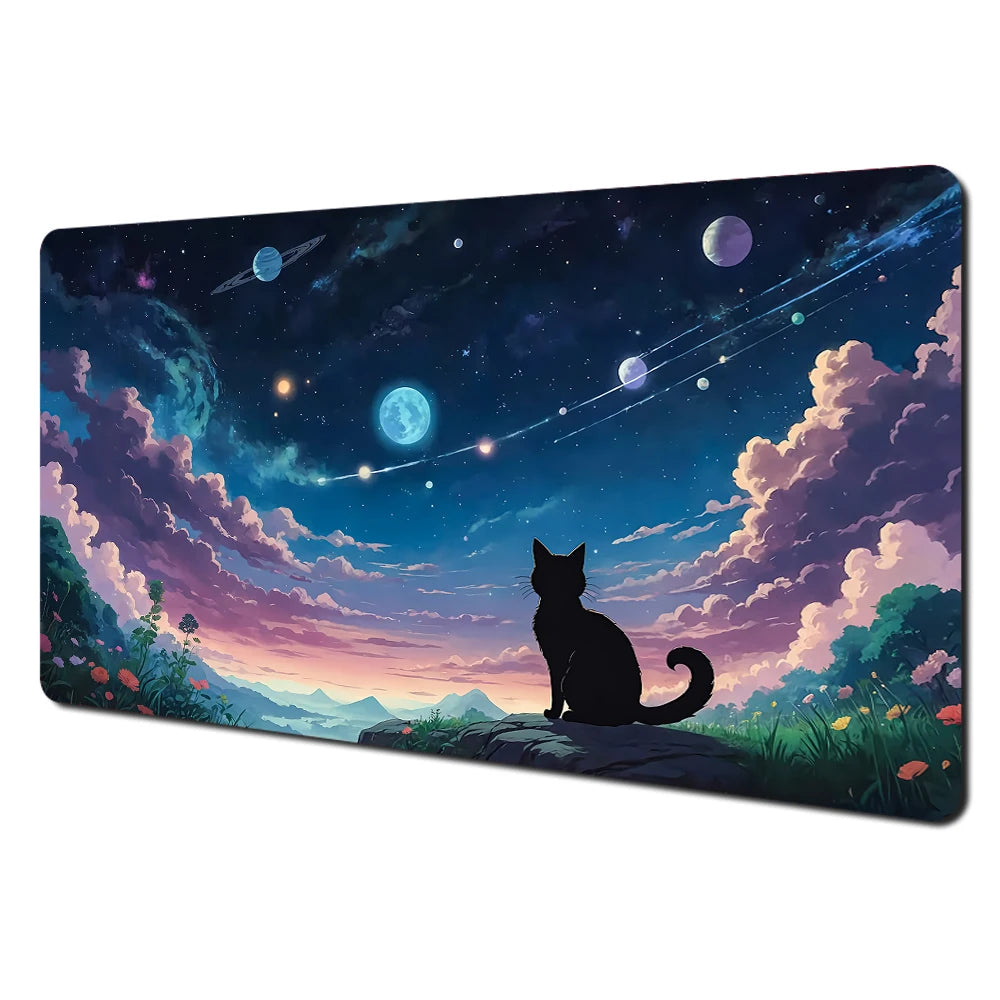 Cartoon-style cute cat pattern design large anime Mouse Pad Desk Mat Stitched Edge Non-Slip Gaming mats mauspad office rug