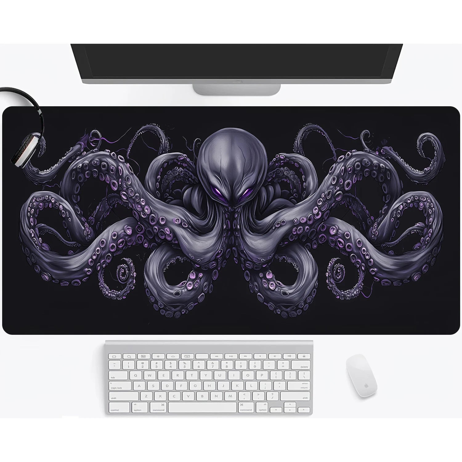 Neon Octopus Cthulhu Monster Mouse Pad Desk Mat Non-Slip Durable office mouse mat gaming mats with Stitched Edge HD printing