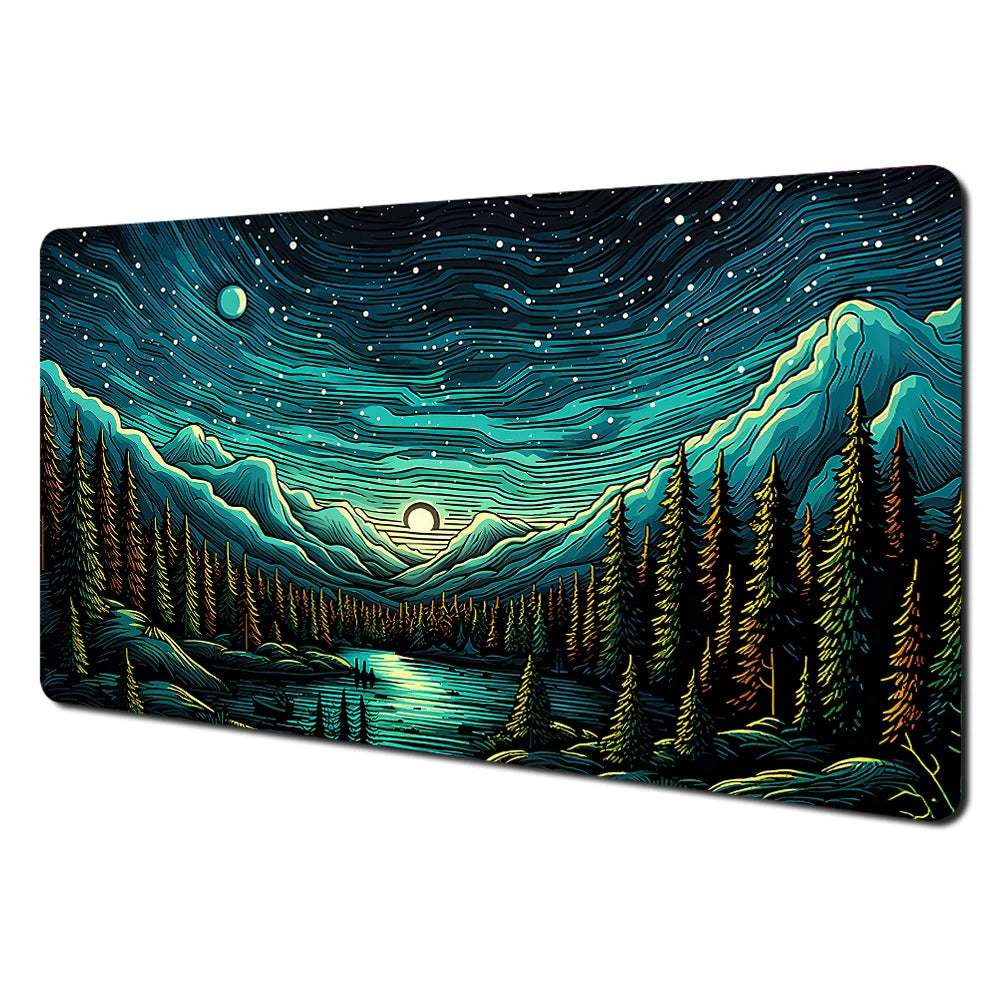 Mysterious Purple Forest large Mouse Pad Desk Mat gaming mats Non-Slip Stitched Edge pc accessories keyboard mousemat office rug
