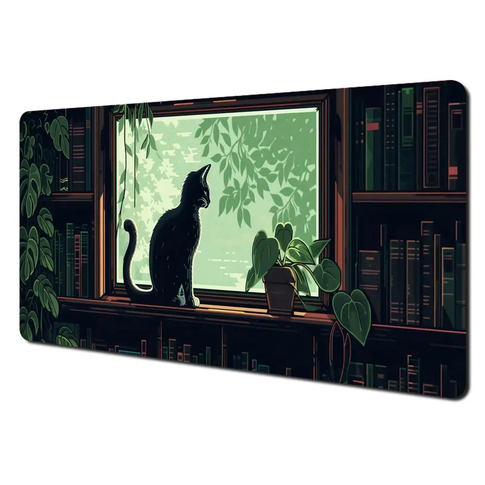 Cartoon-style cute cat pattern design large anime Mouse Pad Desk Mat Stitched Edge Non-Slip Gaming mats mauspad office rug