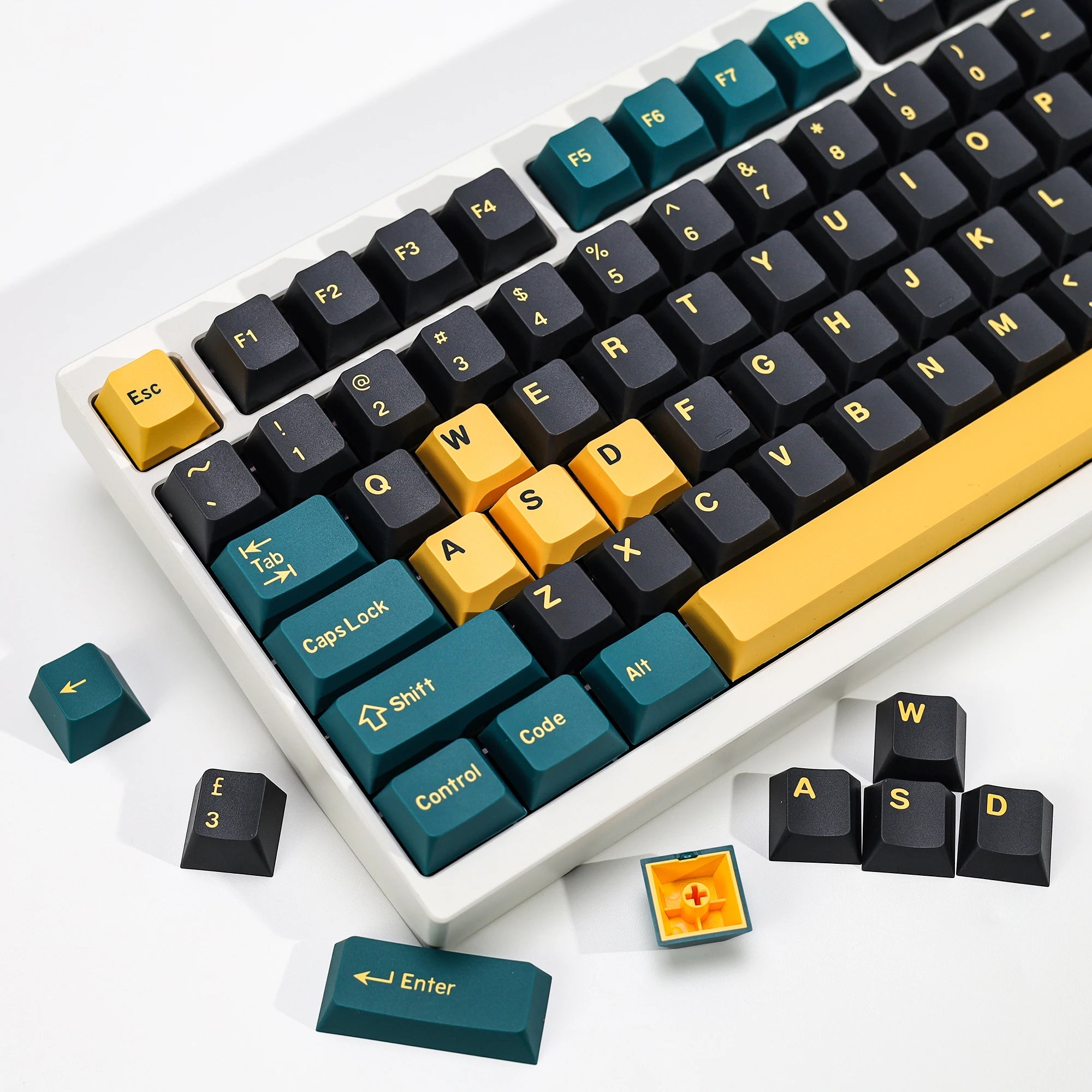 KBDiy 174 Keys/Set PBT GMK Marrs Green Keycap Custom Double Shot Cherry Profile Keycap for Mechanical Keyboard ISO DIY MX Switch