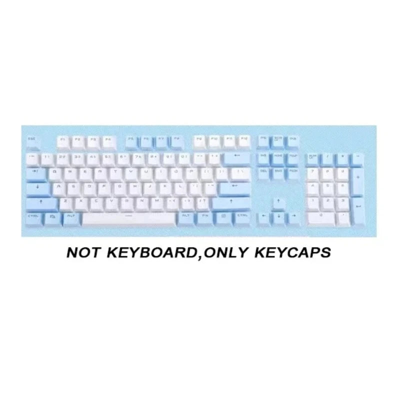 104 Key OEM Backlit Keycaps Set PBT Keycaps Double Shot Cyan White Key Caps for Mx Cherry Gateron Switch Mechanical Keyboard Kit