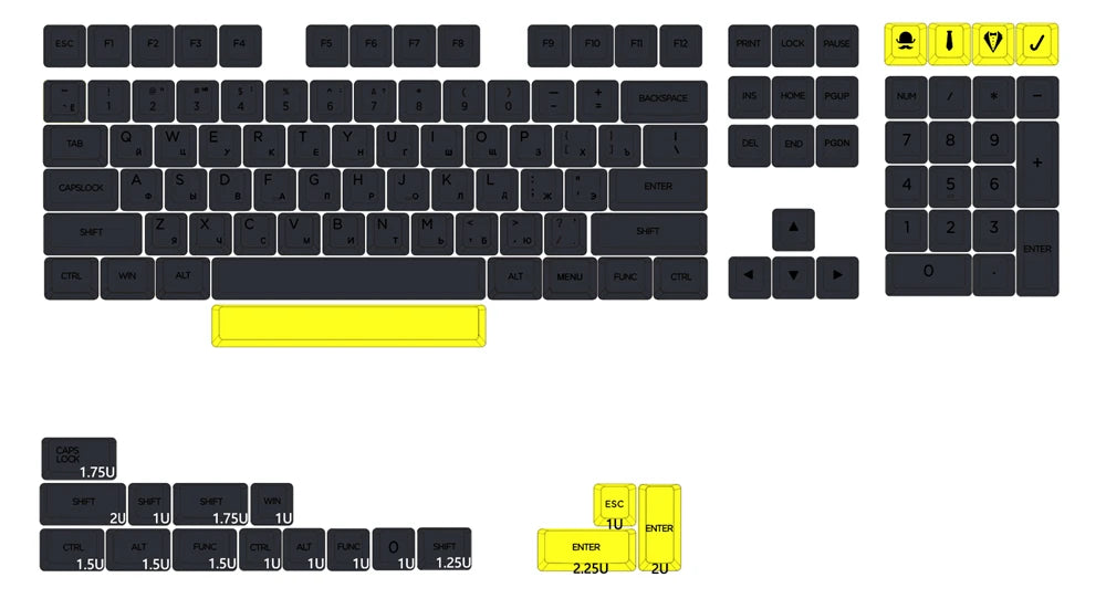 XDA V2 Gentleman Set Dye Sub Keycap Set thick PBT for keyboard gh60 poker 87 tkl 104 ansi xd64 bm60 xd68 bm65 bm68 Japanese RU