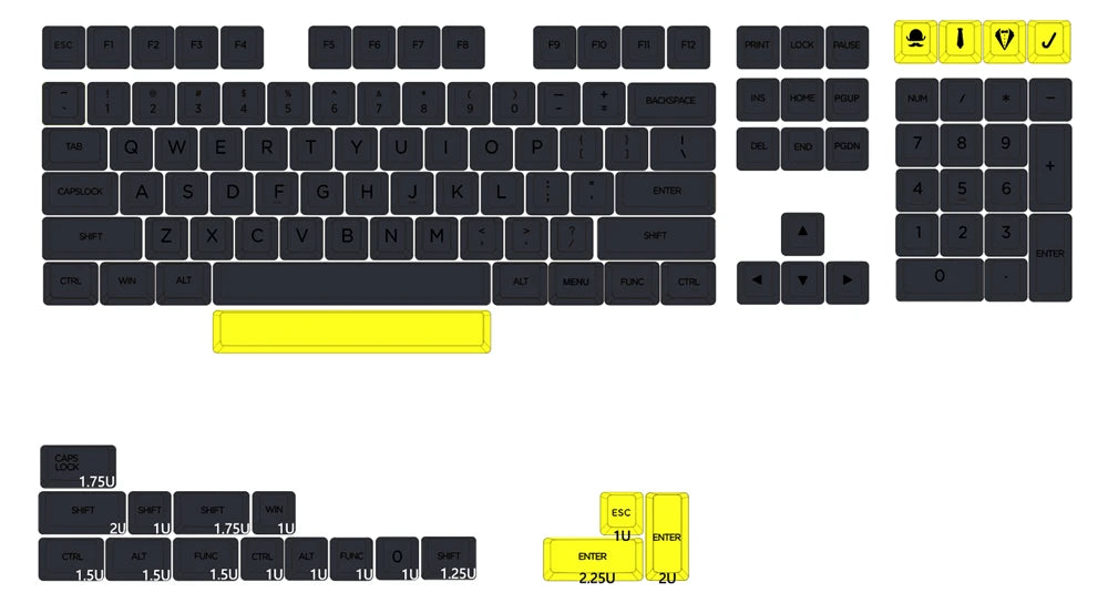 XDA V2 Gentleman Set Dye Sub Keycap Set thick PBT for keyboard gh60 poker 87 tkl 104 ansi xd64 bm60 xd68 bm65 bm68 Japanese RU