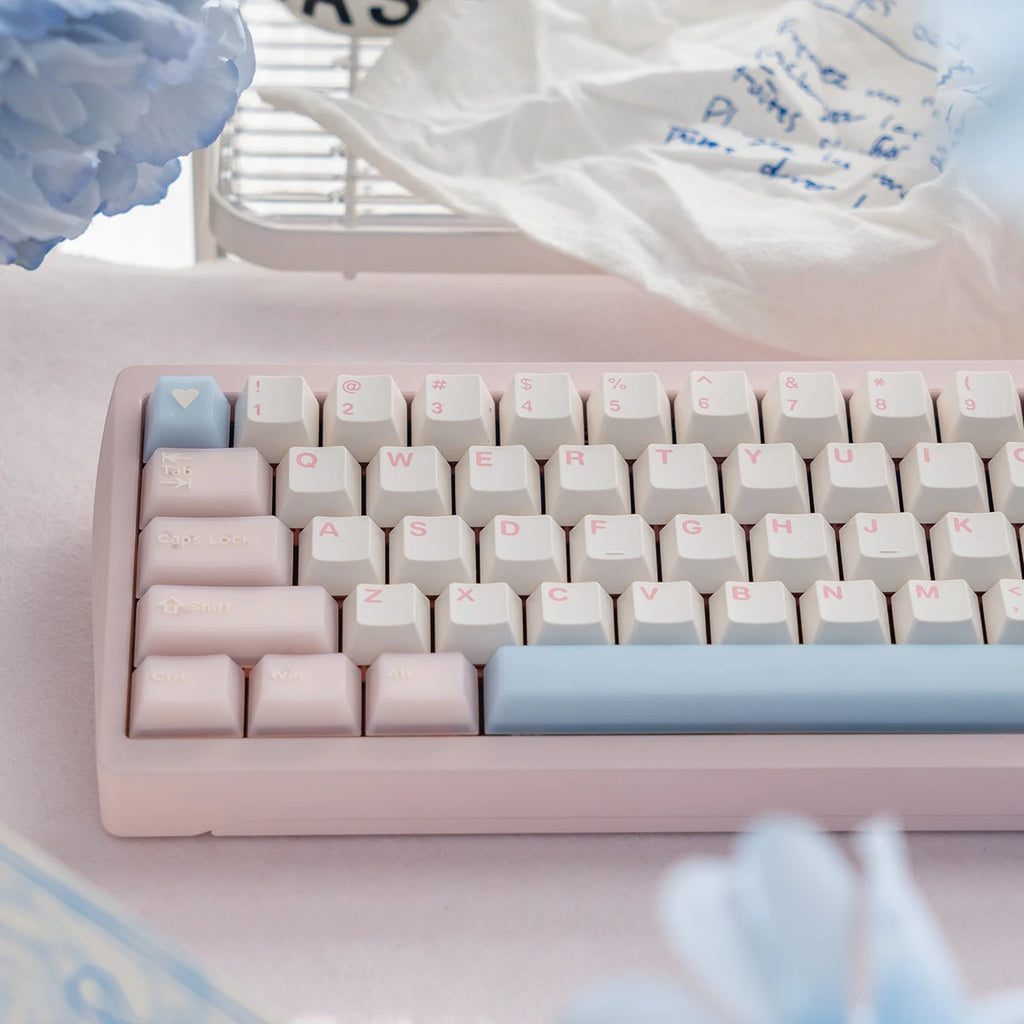 164 Keys Translucent Pink Keycaps PBT Double shot Cherry Profile Keycaps Set for Cherry 61/64/87/104/108 Mx Mechanical Keyboards